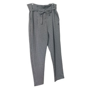 Soho Apparel Paper Bag Waist Trousers with Belt Ponte Knit in Houndstooth Print